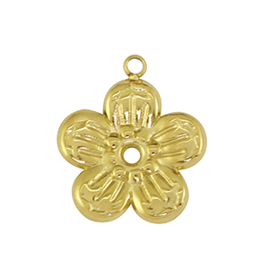 Stainless Steel - Rostfrei Stahl Anh&auml;nger Blume Gold