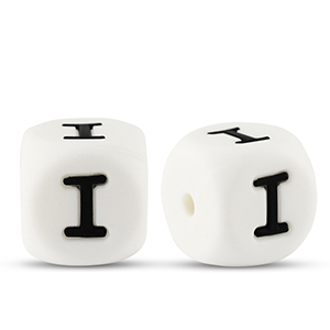 Buchstabenperlen aus Silikon I White-black