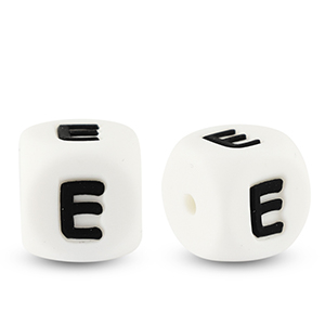 Buchstabenperlen aus Silikon E White-black