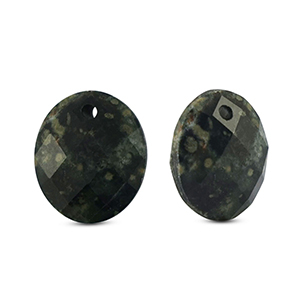 Naturstein Anh&auml;nger Glas Oval Black-grey