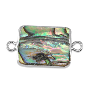 S&uuml;sswasserperlen Zwischenst&uuml;ck Rechteck Silver-ocean green