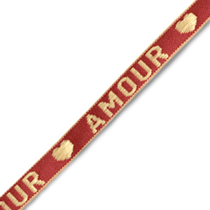 Schmuckband mit Tekst "amour" Warm red-beige