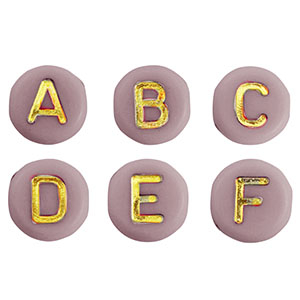 Buchstaben Perlen aus Acryl Mix Dusty pink-gold