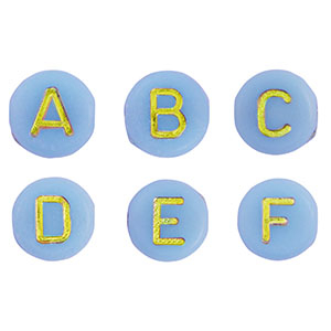 Buchstaben Perlen aus Acryl Mix Light blue-gold
