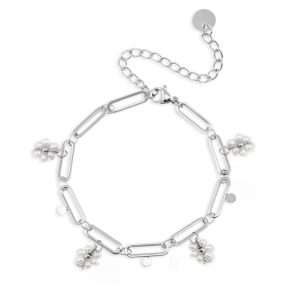 Armb&auml;nder aus Stainless Steel - Rostfreiem Stahl Perlen Silver