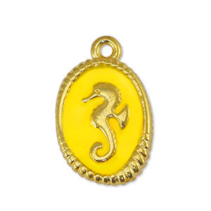 Metall Anh&auml;nger DQ Seepferdchen Yellow-Gold (Nickelfrei)