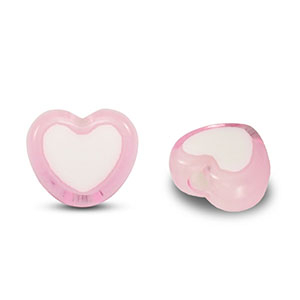 Acryl Perlen Herz Light pink-white