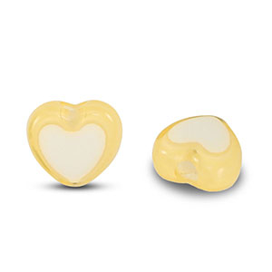 Acryl Perlen Herz Yellow-white