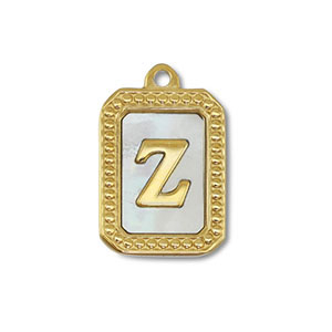 Stainless Steel - Rostfrei Stahl  Anh&auml;nger Muschel Salzwasserperlmutt Initiale Z Gold-white (Naturliche Farbe Muschel)