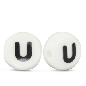 Buchstaben Perlen aus Keramik U White-black