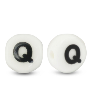 Buchstaben Perlen aus Keramik Q White-black