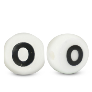 Buchstaben Perlen aus Keramik O White-black