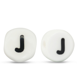 Buchstaben Perlen aus Keramik J White-black