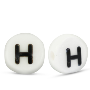 Buchstaben Perlen aus Keramik H White-black