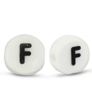 Buchstaben Perlen aus Keramik F White-black