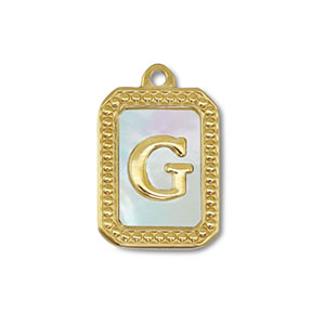 Stainless Steel - Rostfrei Stahl  Anh&auml;nger Muschel Salzwasserperlmutt Initiale G Gold-white (Naturliche Farbe Muschel)