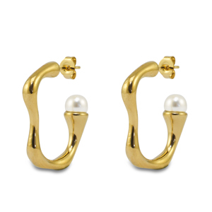 Ohrringe / Ohrstecker aus Stainless Steel - Rostfreiem Stahl mit Imitation perlen Gold
