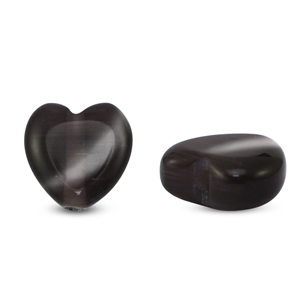 Glasperlen Cat's Eye Herz Anthracite