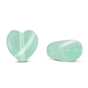 Glasperlen Cat's Eye Herz Mint turquoise
