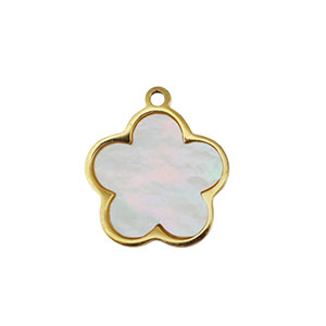 Stainless Steel - Rostfrei Stahl Anh&auml;nger Muschel Blume Gold-white (Naturliche Farbe)