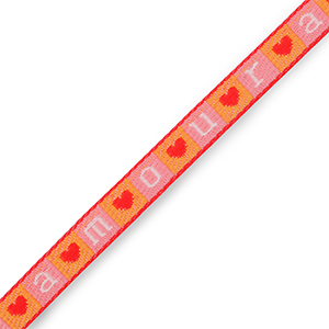 Schmuckband mit Text "Amour" Pink-orange-white