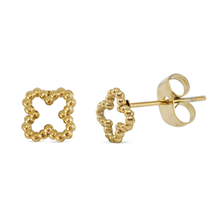 Ohrringe / Ohrstecker aus Stainless Steel - Rostfreiem Stahl Gl&uuml;cksklee Gold