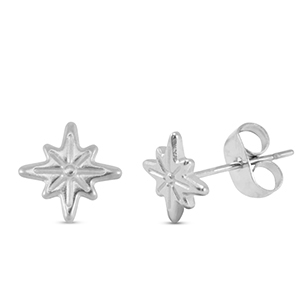 Ohrringe / Ohrstecker aus Stainless Steel - Rostfreiem Stahl Stern Silver