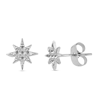 Ohrringe / Ohrstecker aus Stainless Steel - Rostfreiem Stahl Stern Silver