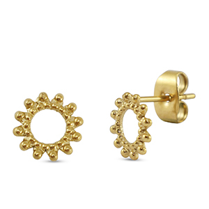 Ohrringe / Ohrstecker aus Stainless Steel - Rostfreiem Stahl Blume Gold