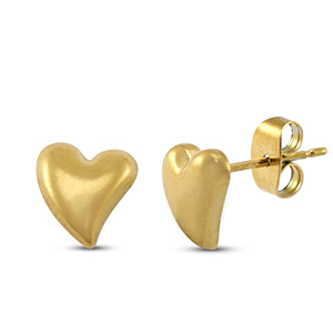 Ohrringe / Ohrstecker aus Stainless Steel - Rostfreiem Stahl Herz Gold