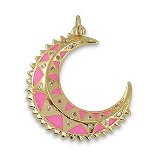 Brass TQ Metall Anh&auml;nger Mond Gold-pink