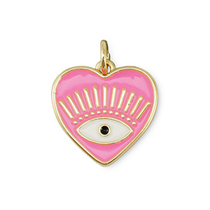 Brass TQ Metall Anh&auml;nger Herz Auge der Vorsehung Gold-pink-white