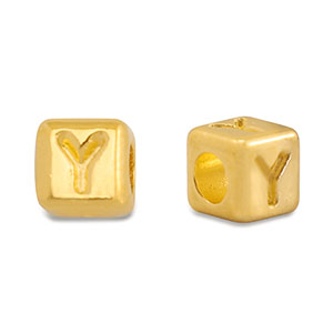 Metall Perlen Buchstabe DQ Y Gold (Nickelfrei)