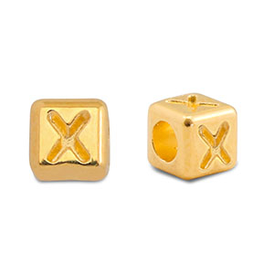 Metall Perlen Buchstabe DQ X Gold (Nickelfrei)