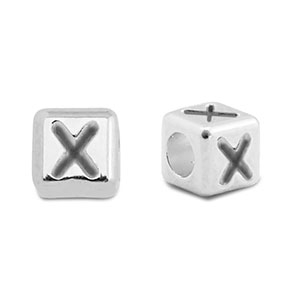 Metall Perlen Buchstabe DQ X Antik silber (Nickelfrei)