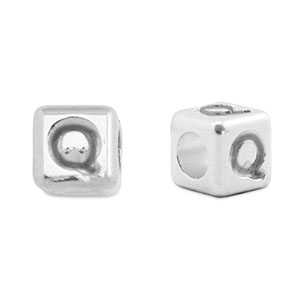 Metall Perlen Buchstabe DQ Q Antik silber (Nickelfrei)