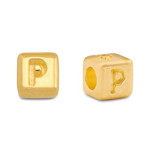 Metall Perlen Buchstabe DQ P Gold (Nickelfrei)