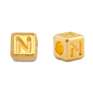 Metall Perlen Buchstabe DQ N Gold (Nickelfrei)