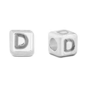 Metall Perlen Buchstabe DQ D Antik silber (Nickelfrei)