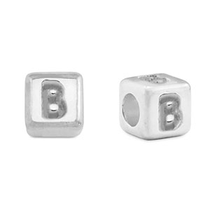 Metall Perlen Buchstabe DQ B Antik silber (Nickelfrei)