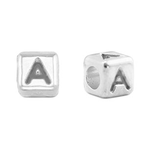 Metall Perlen Buchstabe DQ A Antik silber (Nickelfrei)