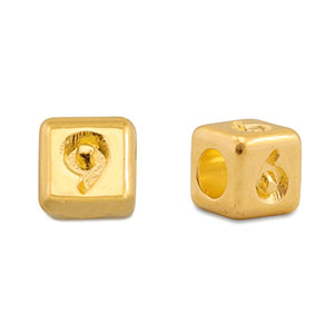 Metall Perlen Buchstabe DQ 6/9 Gold (Nickelfrei)