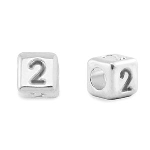 Metall Perlen Buchstabe DQ 2 Antik silber (Nickelfrei)