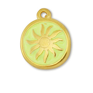 Metall Anh&auml;nger DQ Sonne Gold-lime yellow (Nickelfrei)