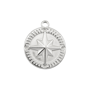 Stainless Steel - Rostfrei Stahl Anh&auml;nger Kompass Silver