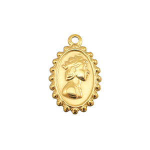 Stainless Steel - Rostfrei Stahl Anh&auml;nger Frau mit Krone Gold