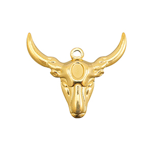 Stainless Steel - Rostfrei Stahl Anh&auml;nger Texas-Langhornsch&auml;del Gold