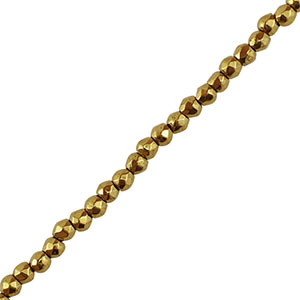 H&auml;matit Perlen Rund 2mm Facett geschliffen Gold
