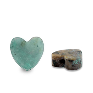 Naturstein Perlen Calcit Herz Green-black