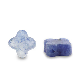 Naturstein Perlen Sodalith und Mikrokline Gl&uuml;cksklee Dark blue